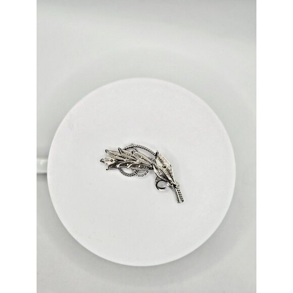 Vintage Jay Flex Sterling Silver Signed Leaf Brooch 2.5" rare design - Picture 4 of 8